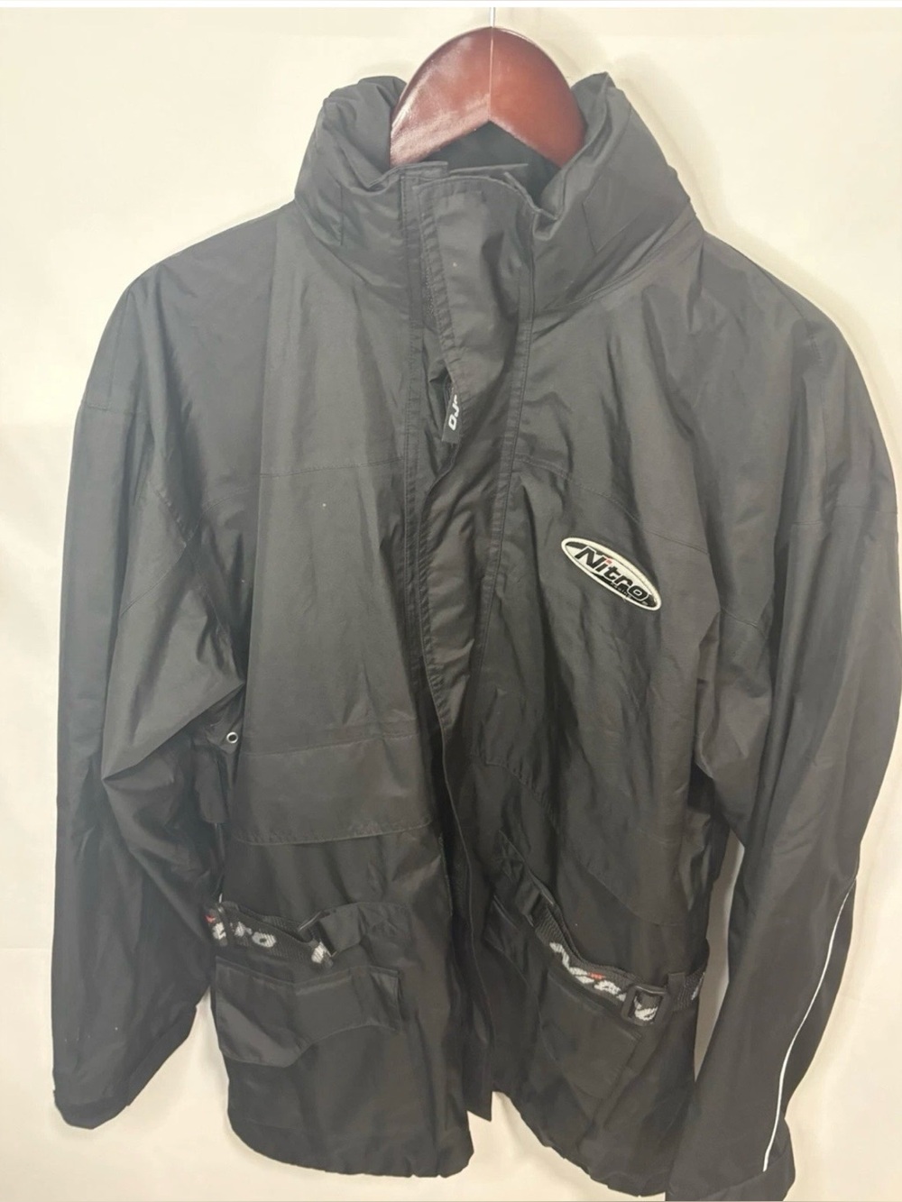 Nitro Racing Men's Motorcycle Rain Jacket Hooded Med Black